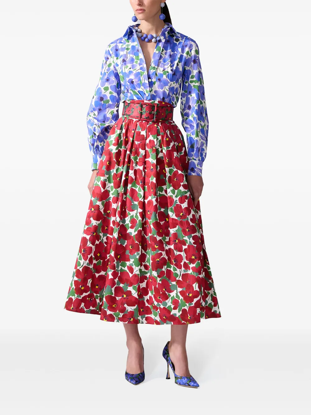 Carolina Herrera Shirt met bloemenprint - Blauw