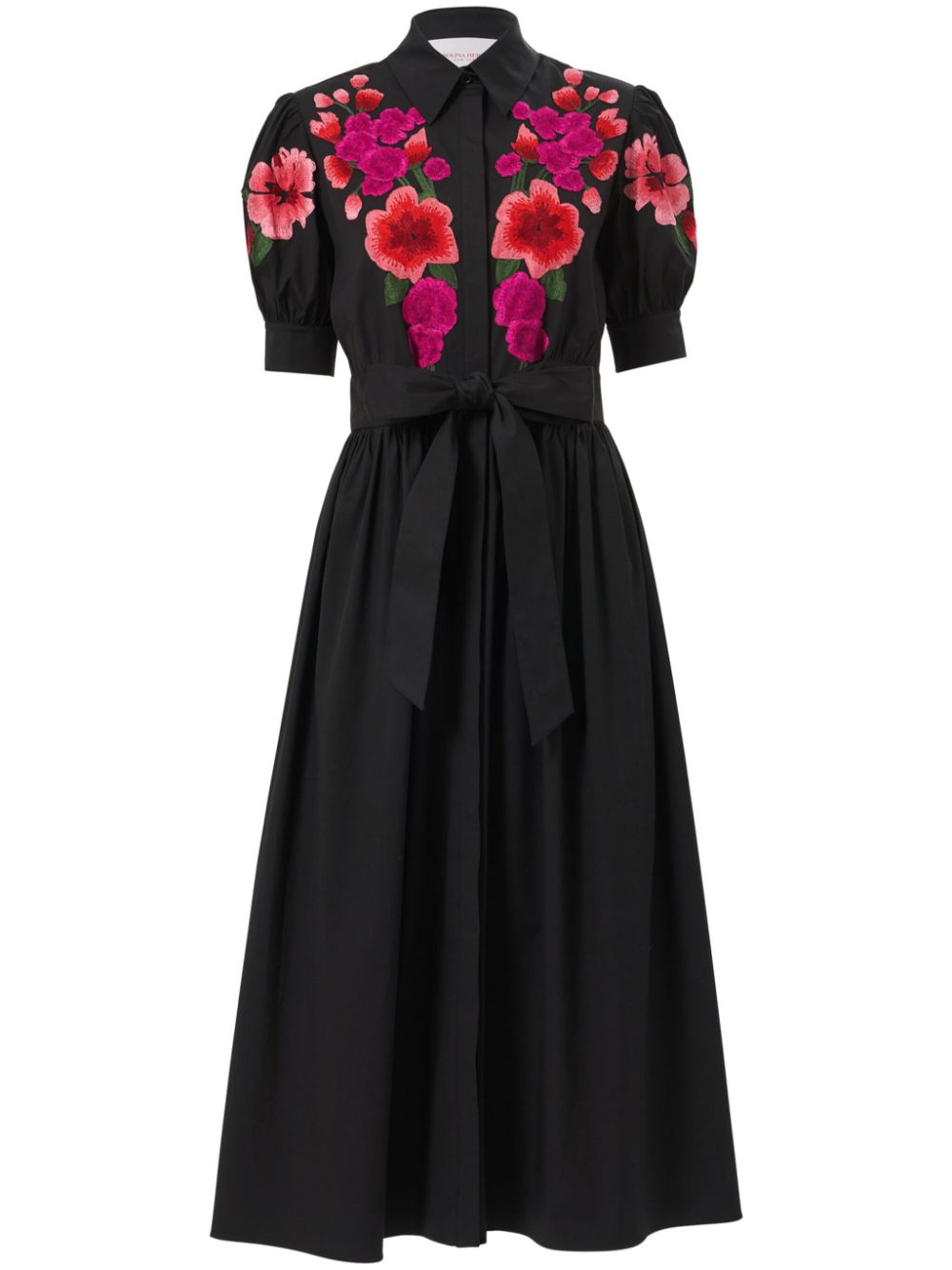 Carolina Herrera floral-embroidered shirt dress - Black