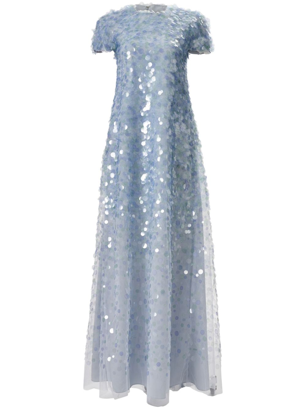 sequinned short-sleeve gown