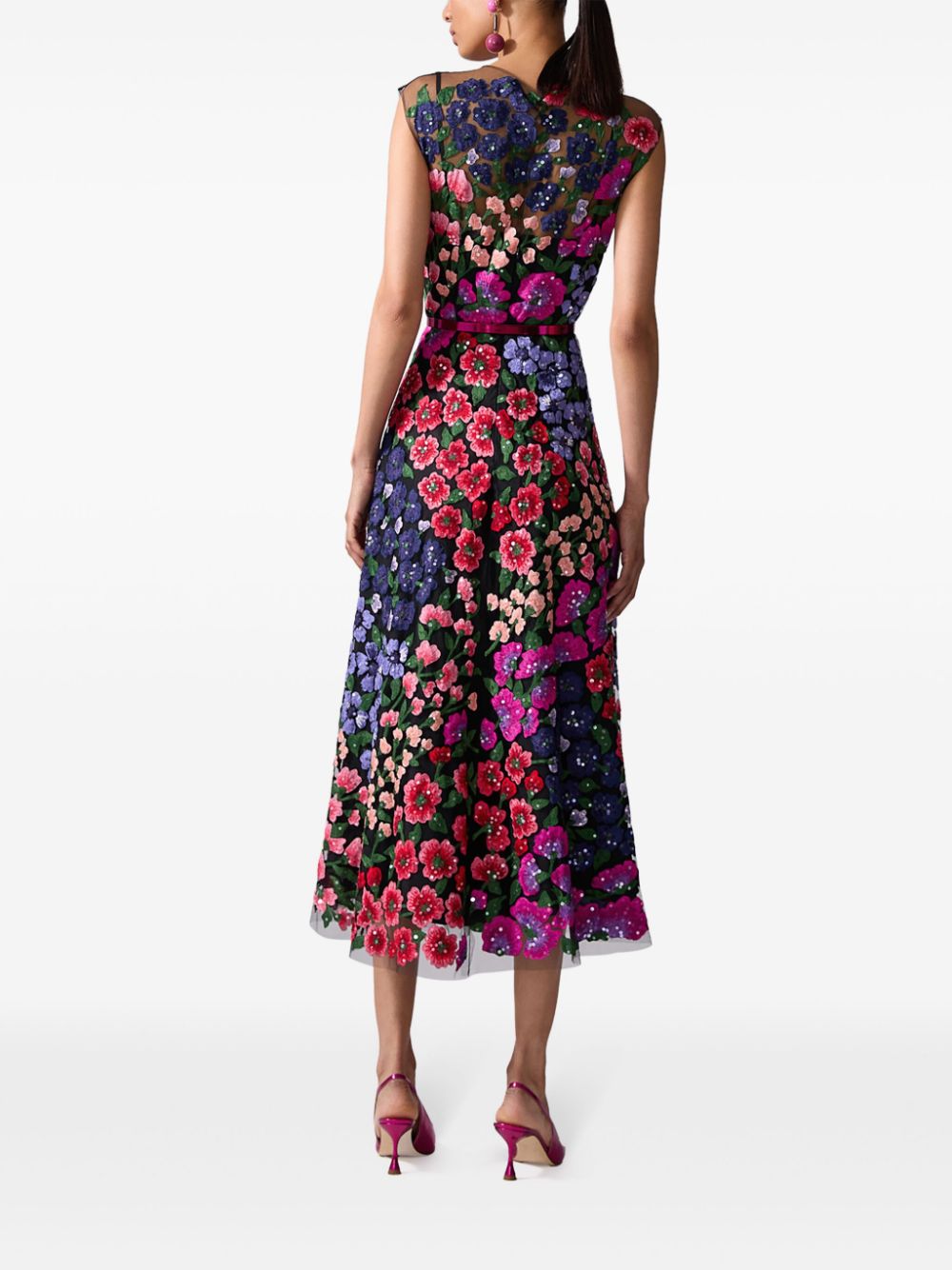 Carolina Herrera floral-embroidered tulle midi dress Women