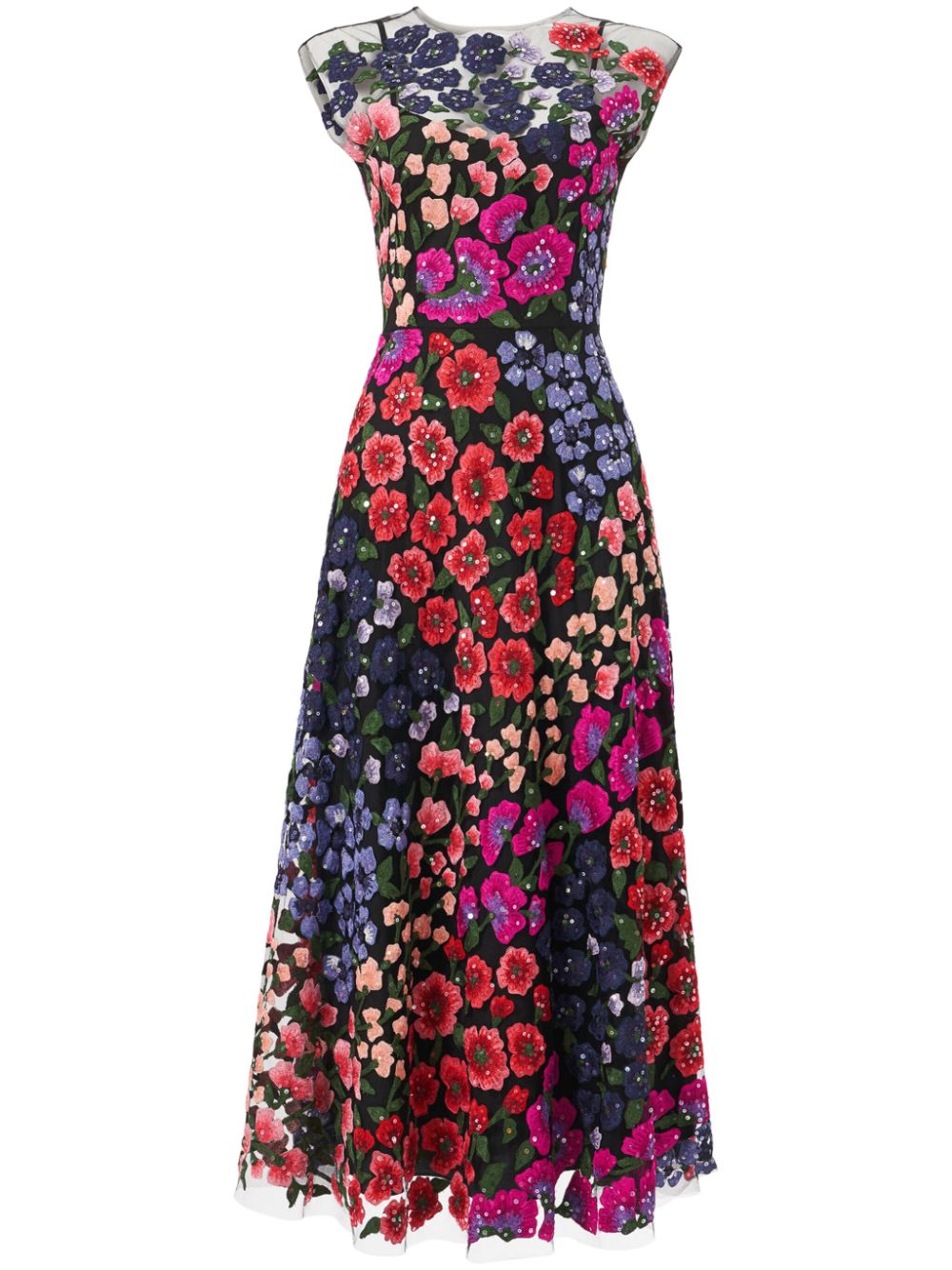 Carolina Herrera floral-embroidered tulle midi dress Women