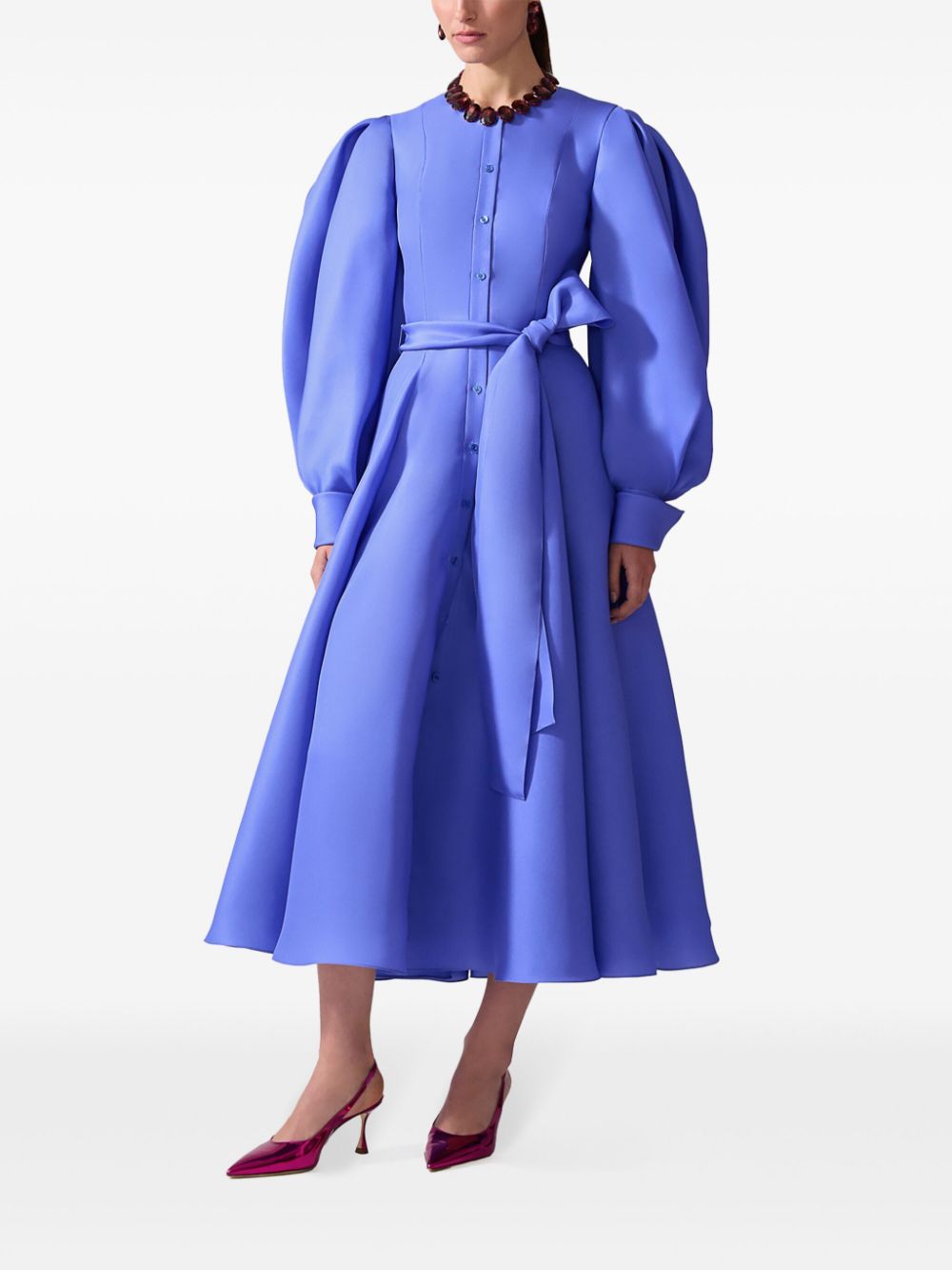 Carolina Herrera Blousejurk met pofmouwen - Blauw