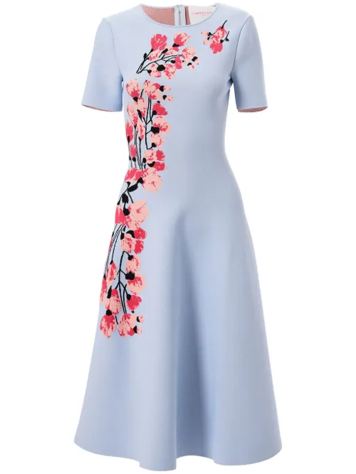 Robe évasée à fleurs en jacquard - Carolina Herrera - Modalova