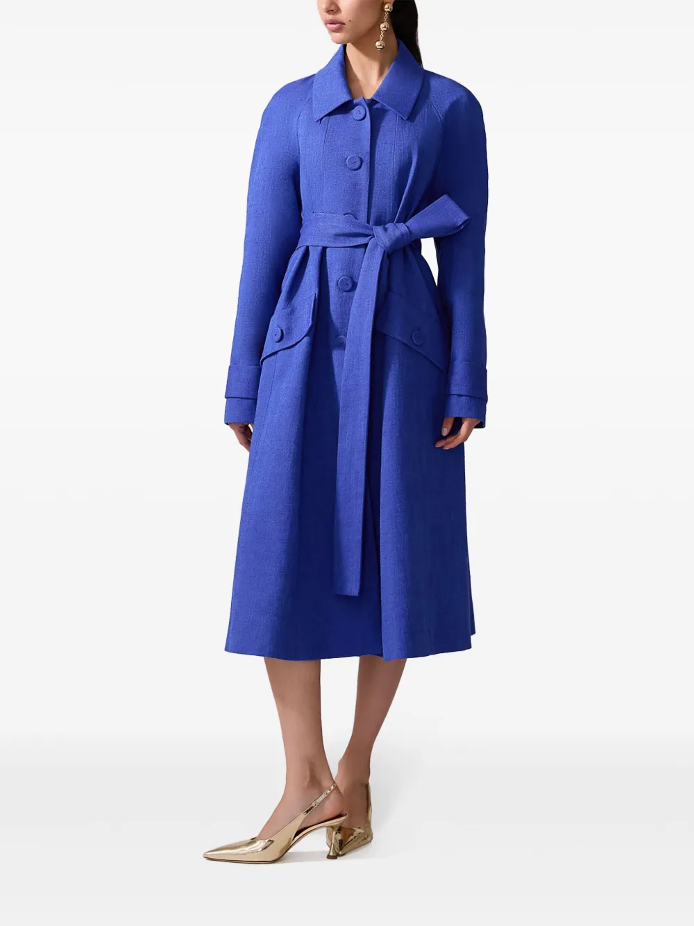 Carolina Herrera Jas met ceintuur - Blauw