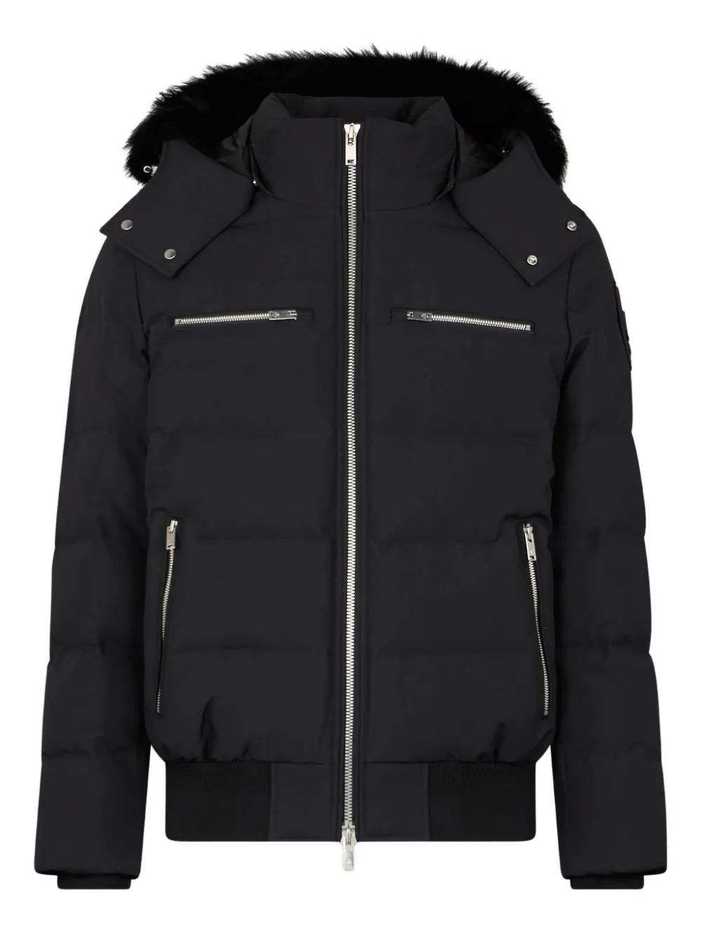 Moose Knuckles Navy Blue Polyester Cloud Bomber Down Jacket In Black