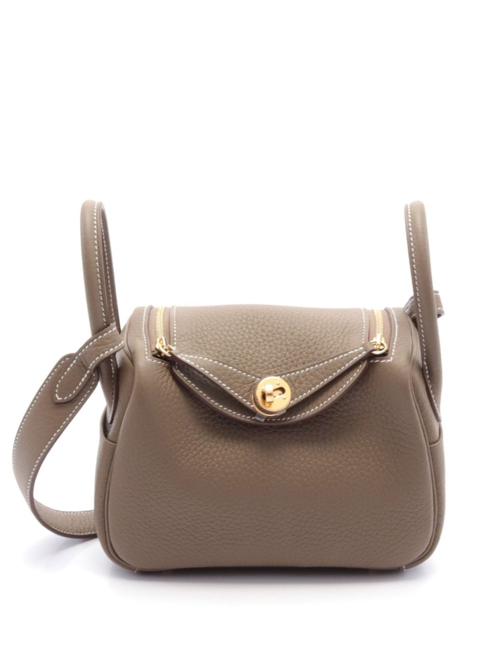 Pre-owned Hermes 2024 Mini Lindy Shoulder Bag In Brown