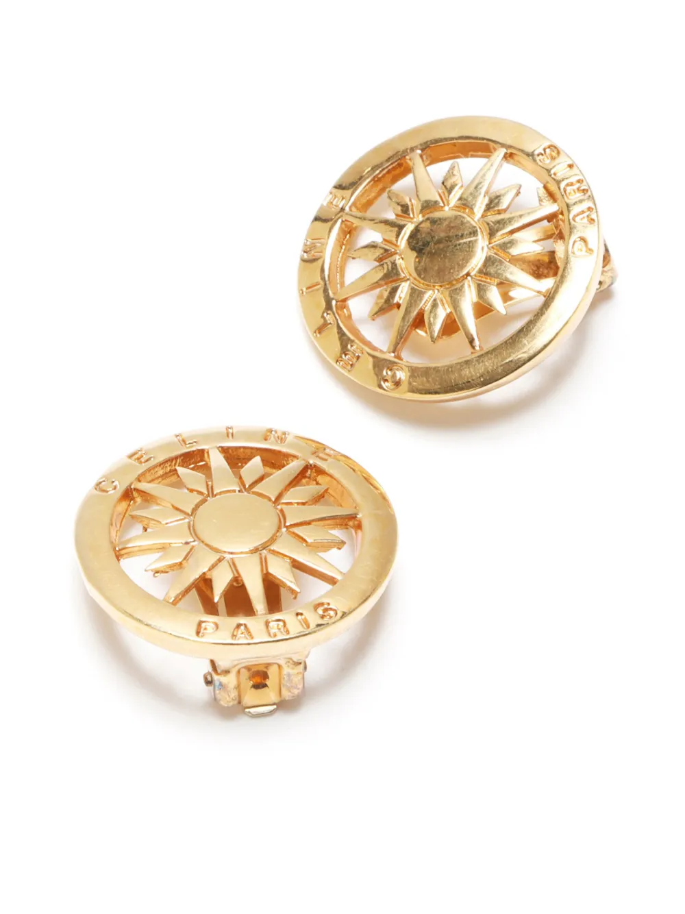 Pre-owned Celine 1990-2000s Sun Clip-on Earrings In Gold