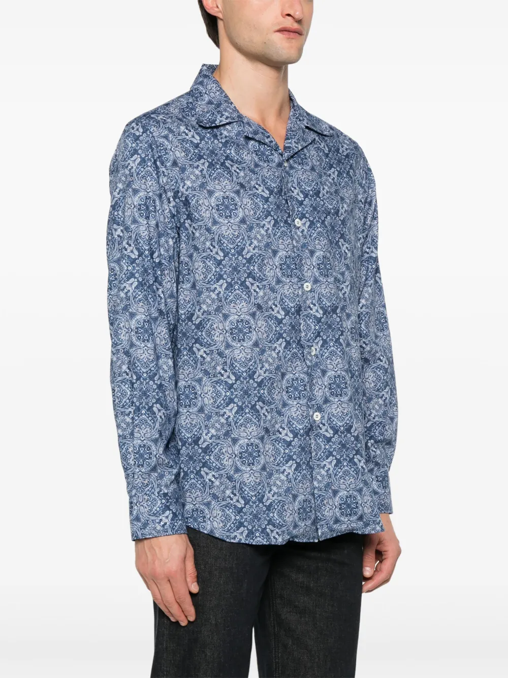 Brunello Cucinelli Overhemd met paisley-print Blauw