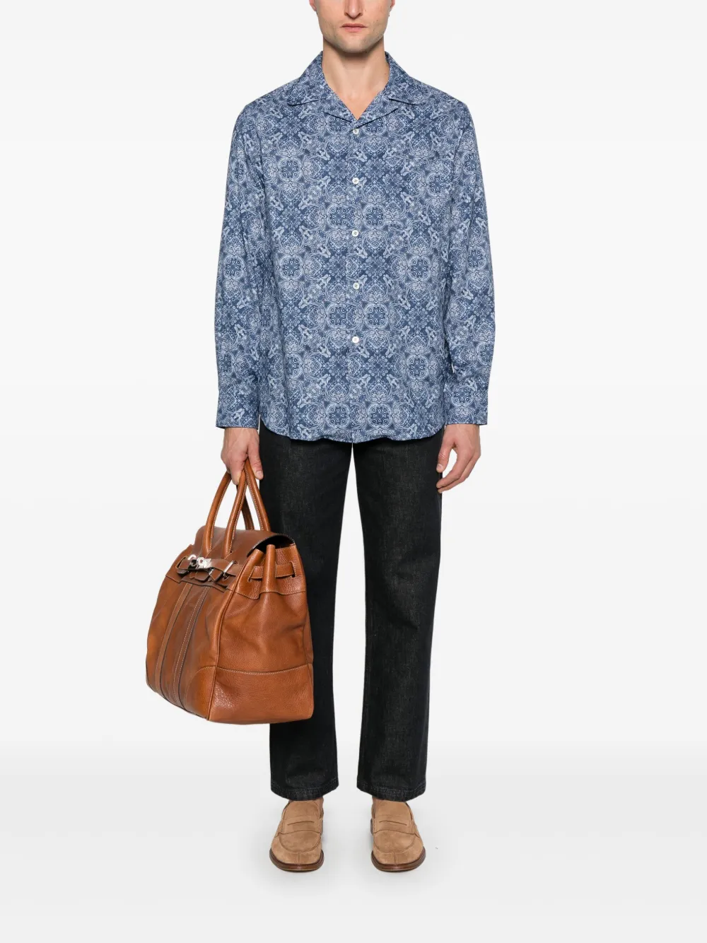 Brunello Cucinelli Overhemd met paisley-print - Blauw