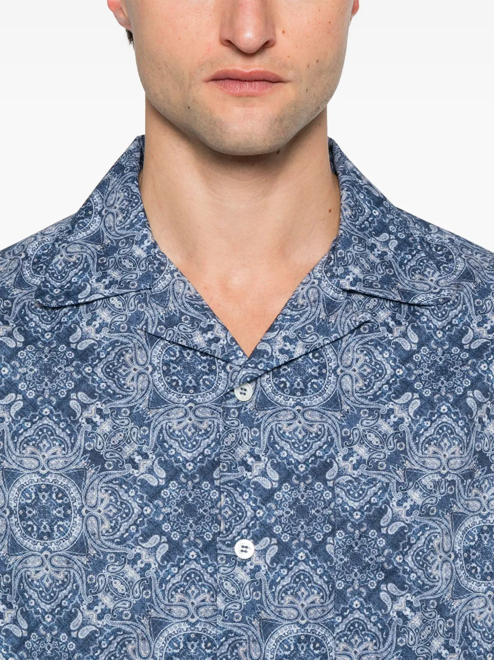 Brunello Cucinelli Overhemd met paisley-print Blauw