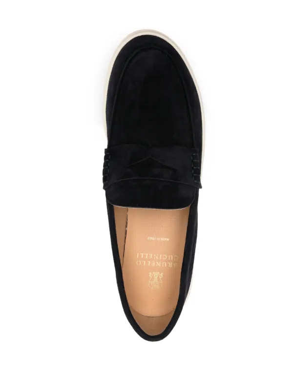 Brunello Cucinelli Washed Suede slip-ons | Blue | FARFETCH