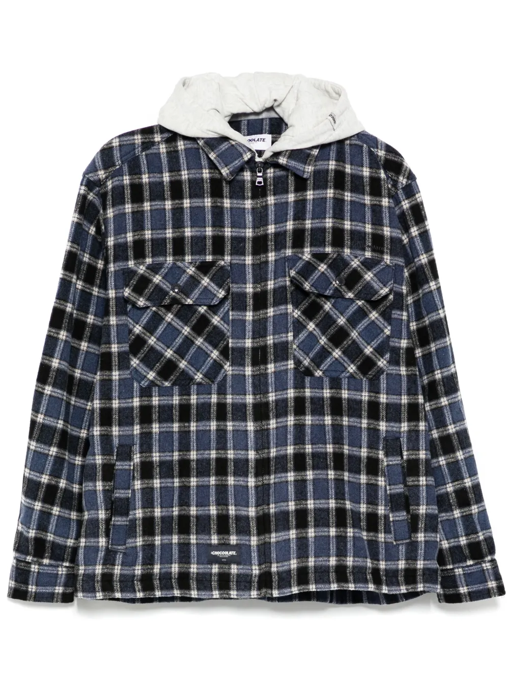 checked hooded jacket