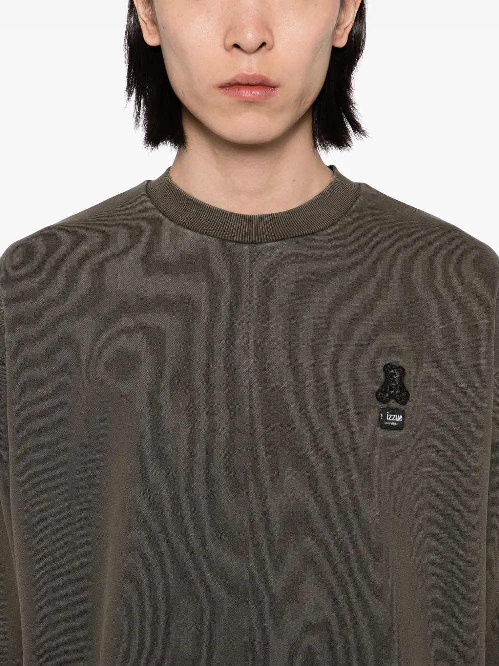 izzue Sweater met logopatch Bruin