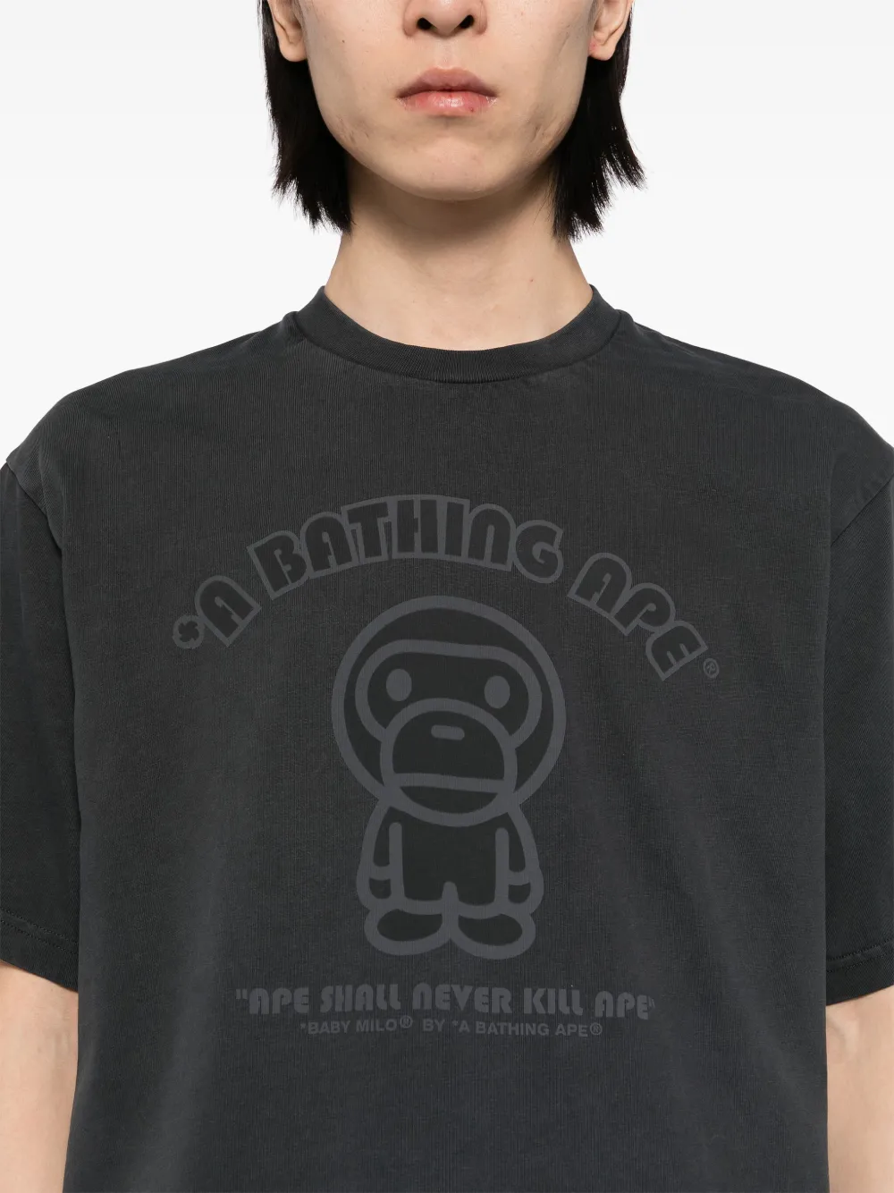 A BATHING APE Baby Milo geverfd T-shirt Zwart