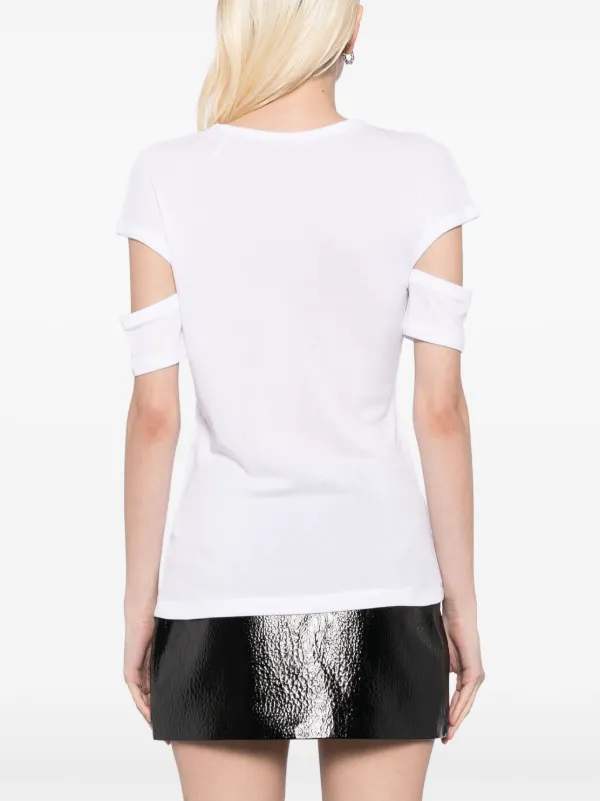 Helmut Lang Slashed Shrunken T-Shirt | White | FARFETCH