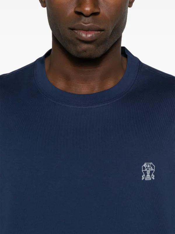 Brunello Cucinelli logo-print T-shirt | Blue | FARFETCH ID