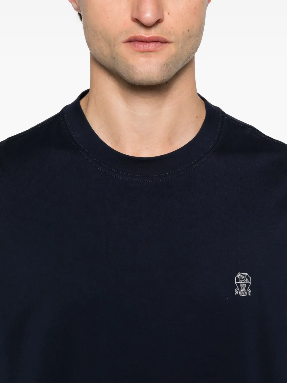 Brunello Cucinelli T-shirt met geborduurd logo Blauw