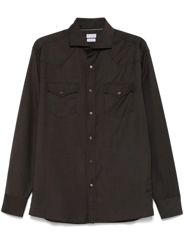Brunello Cucinelli Virgin Wool Shirt in Grey