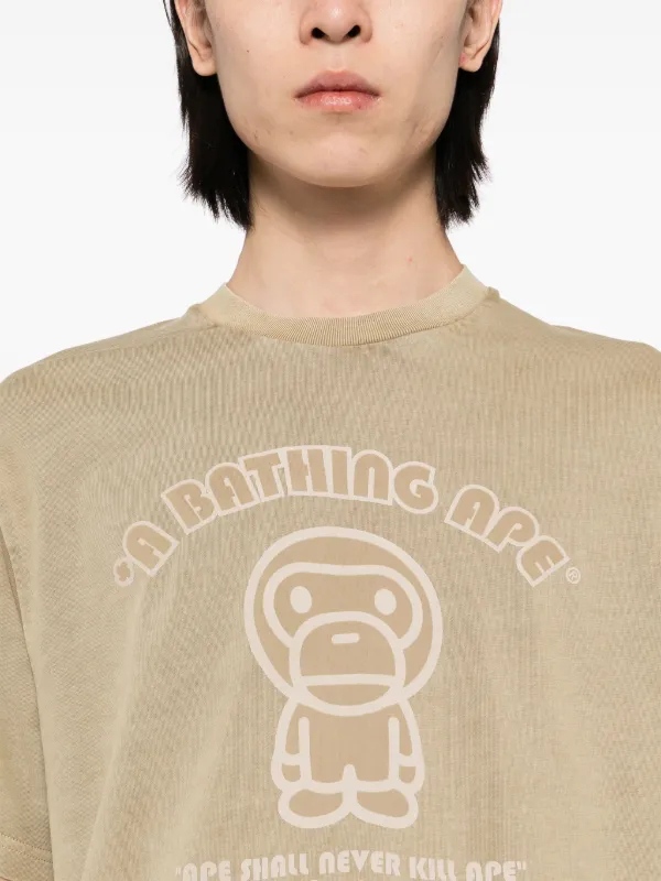 A BATHING APE® Garment Dye Baby Milo Tee | Brown | FARFETCH RO