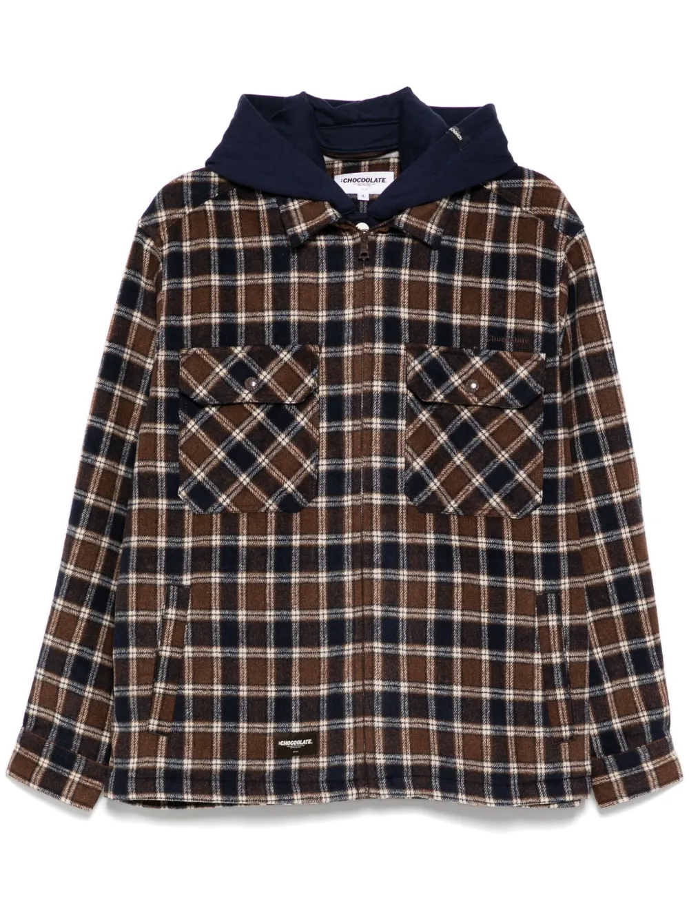 checked hooded jacket