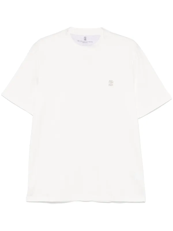 BRUNELLO CUCINELLI Tシャツ ホワイト ロゴ 半袖 カットソー Brunello Cucinelli ロゴ Tシャツ | ホワイト | FARFETCH JP