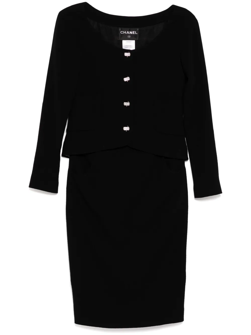 Pre-owned Chanel 2000s Setup Jacket Skirt In Black