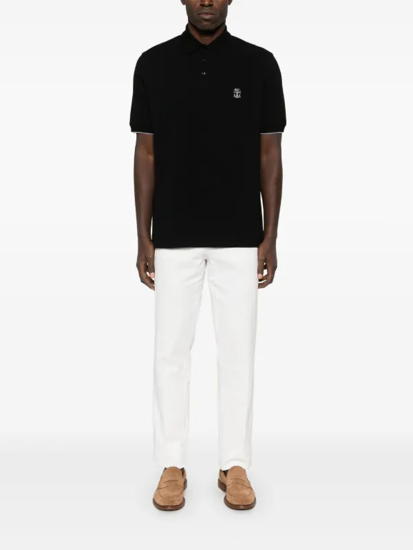 Brunello Cucinelli Cotton Polo Shirt | Black | FARFETCH