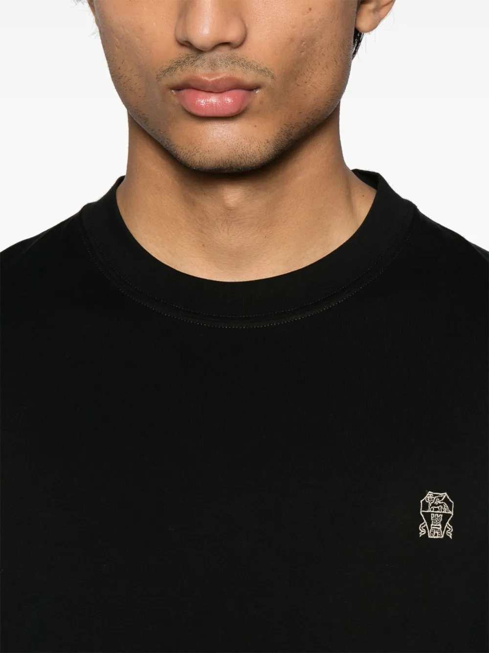 Brunello Cucinelli T-shirt met geborduurd logo Zwart