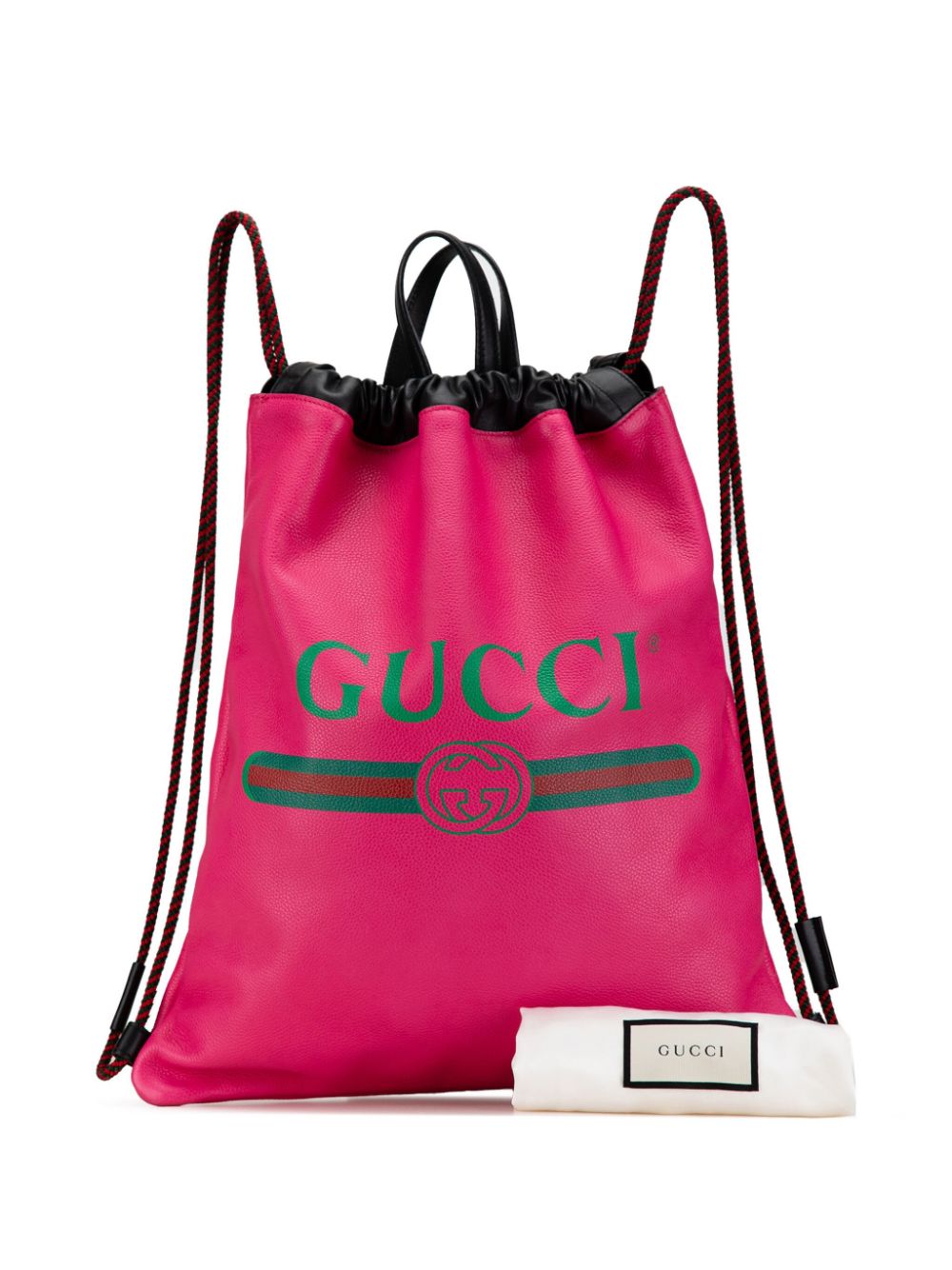 Gucci Pre-Owned 2000-2015 Leather Logo Drawstring backpack - Roze