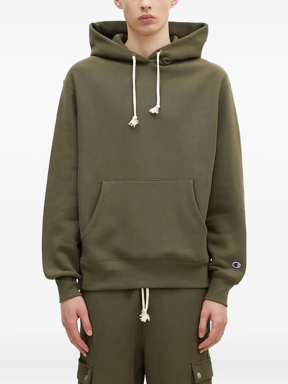Champion pouch logo hoodie | Green | Image 1