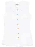 CHANEL Pre-Owned 2002 CHANEL Coco button sleeve-less shirt - White