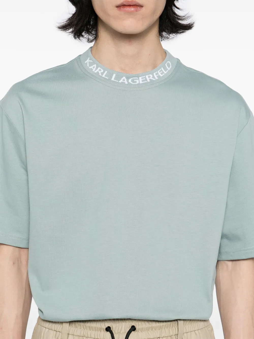 Karl Lagerfeld T-shirt met logo en kraag Blauw