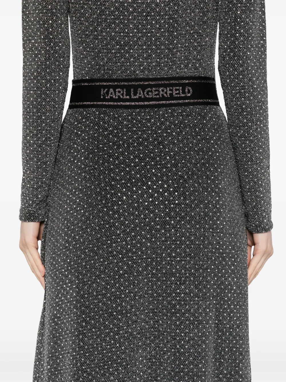 Karl Lagerfeld Jersey jurk met stras Zilver