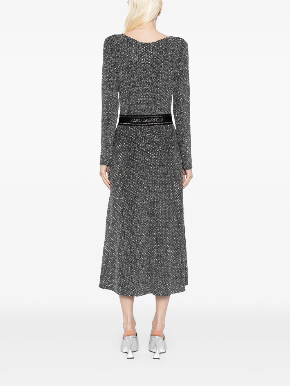 Karl Lagerfeld Jersey jurk met stras Zilver
