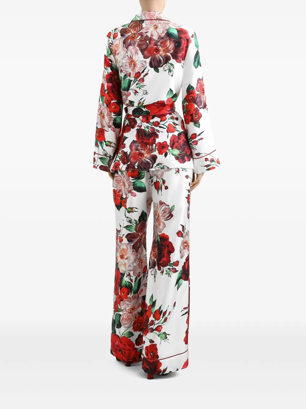 Dolce & Gabbana Twill blouse met roosprint Wit