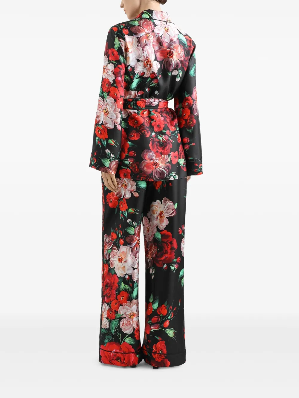 Dolce & Gabbana Twill blouse met roosprint Zwart
