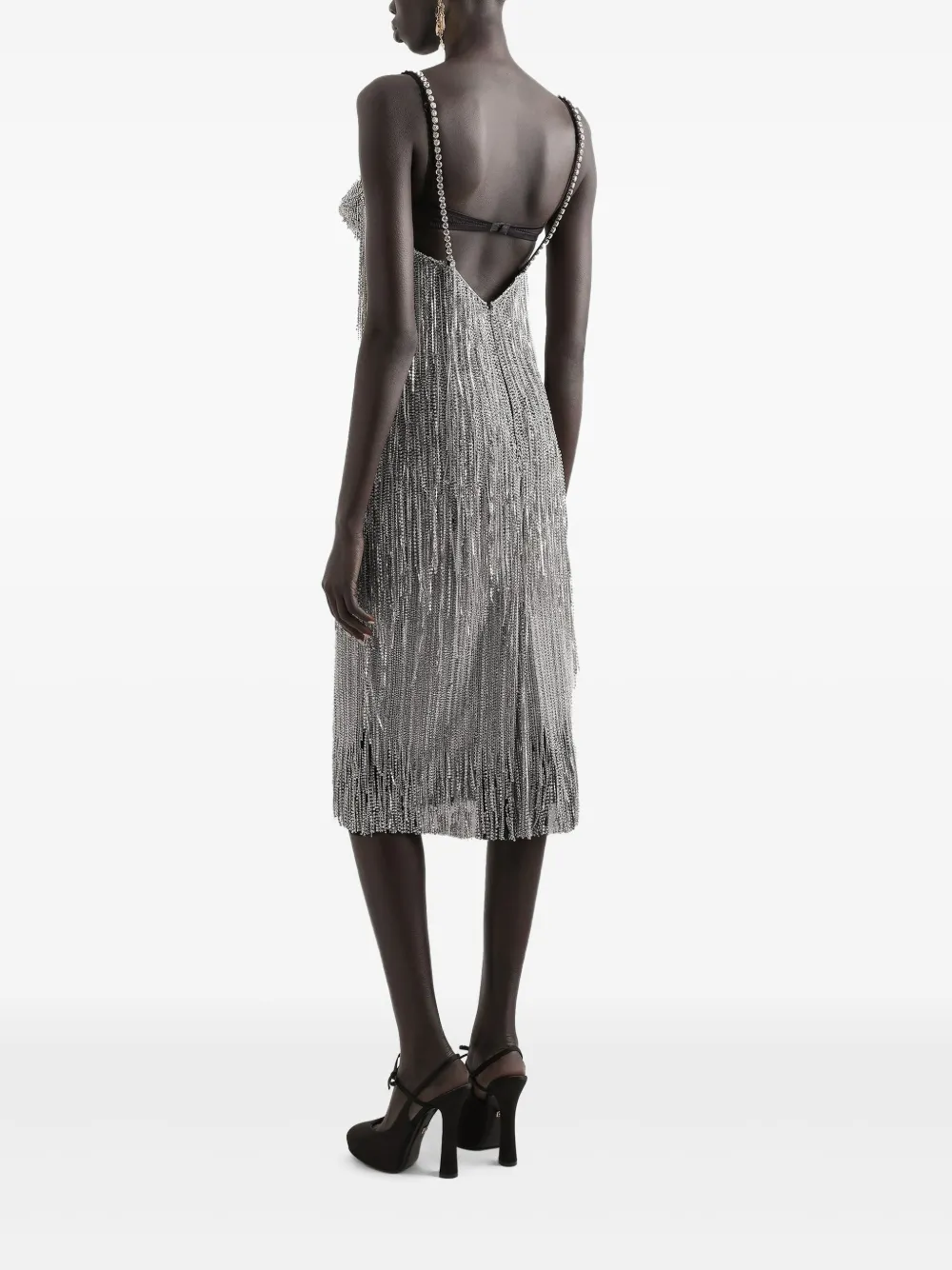 Dolce & Gabbana Midi-jurk verfraaid met kristallen Zilver