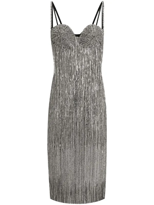 Dolce & Gabbana crystal-embellished Midi Dress | Silver | FARFETCH
