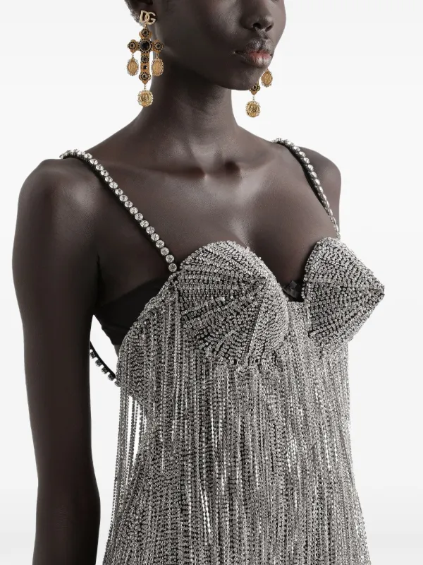Dolce & Gabbana crystal-embellished Midi Dress | Silver | FARFETCH