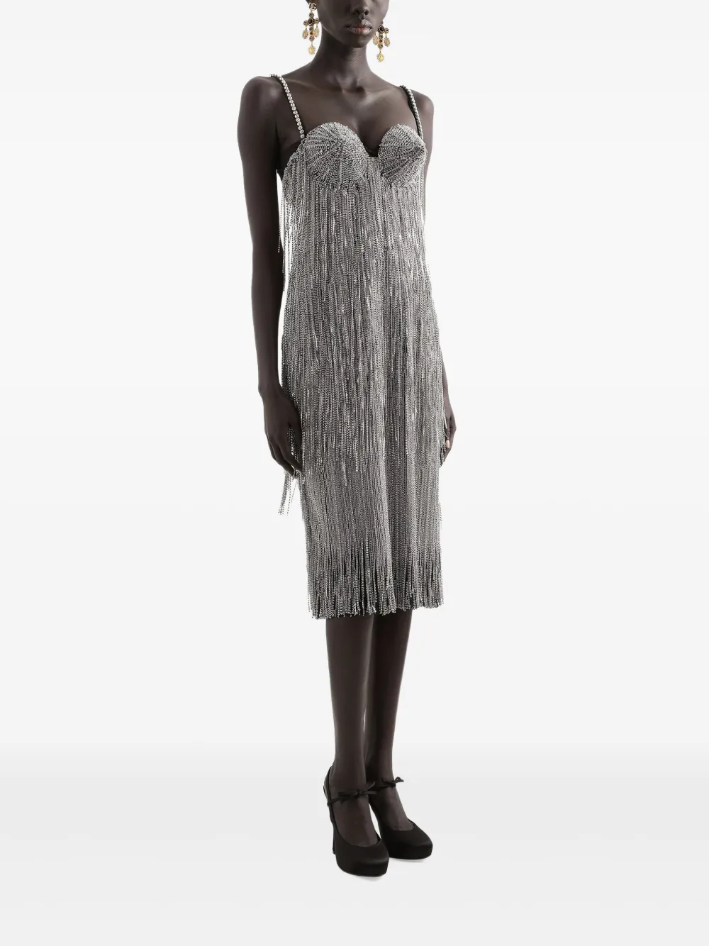 Dolce & Gabbana Midi-jurk verfraaid met kristallen - Zilver