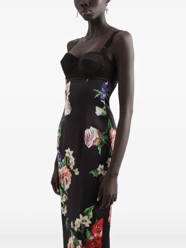 Dolce & Gabbana floral-print Midi Dress | Black | FARFETCH