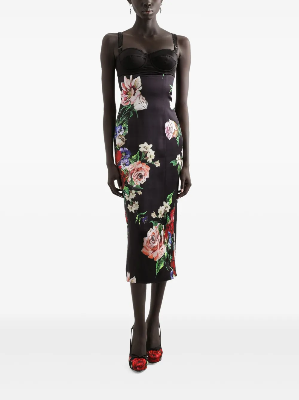 Dolce & Gabbana floral-print midi dress - Zwart