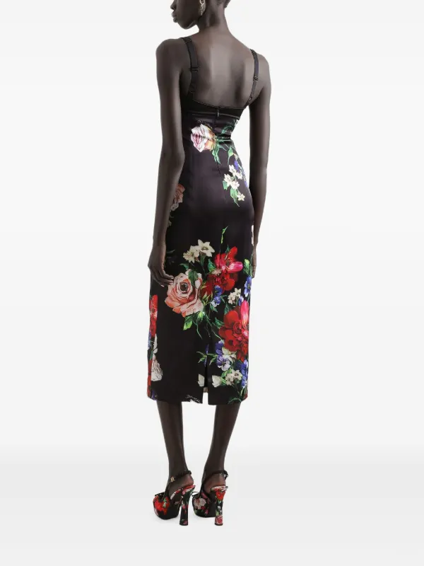 ワンピースその他 Dolce&Gabbana Midi dress with floral print Dolce & Gabbana floral-print Midi Dress | Black | FARFETCH