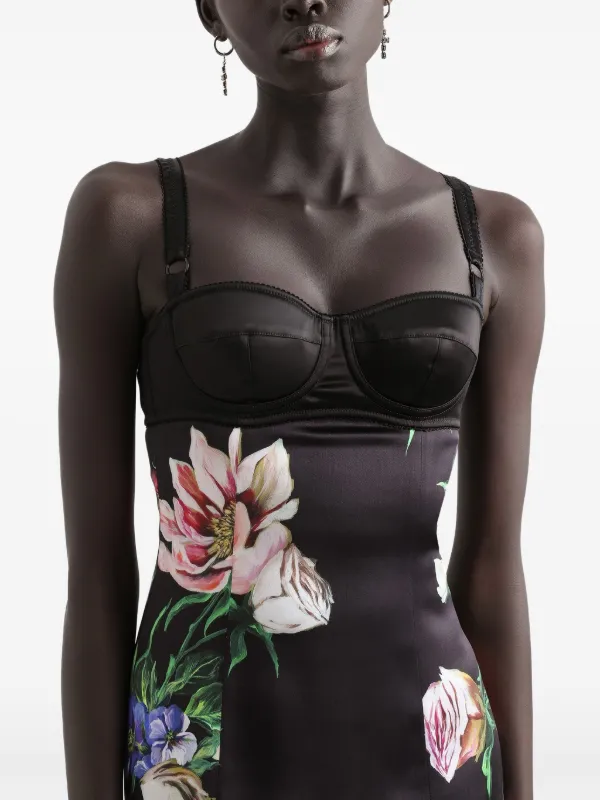 ワンピースその他 Dolce&Gabbana Midi dress with floral print Dolce & Gabbana floral-print Midi Dress | Black | FARFETCH