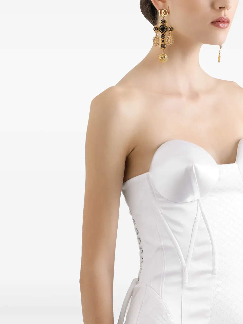 Dolce & Gabbana Midi-jurk met bustiere Wit