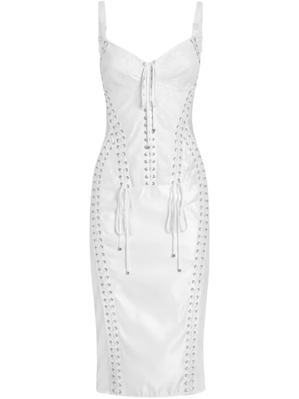 white midi button up dress Patou