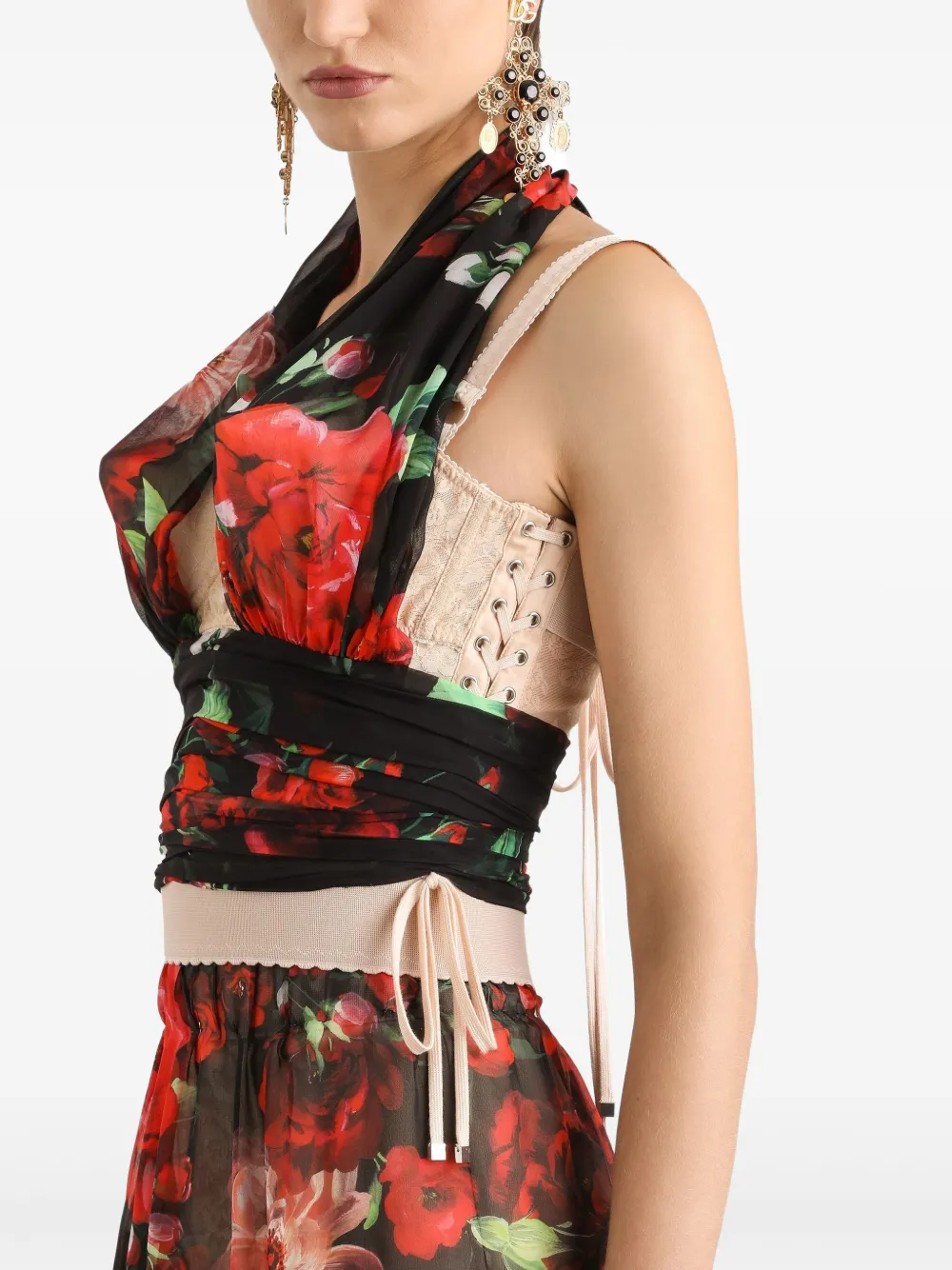 Dolce & Gabbana Top met bloemenprint Zwart