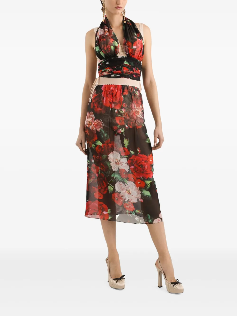 Dolce & Gabbana floral-print top - Zwart