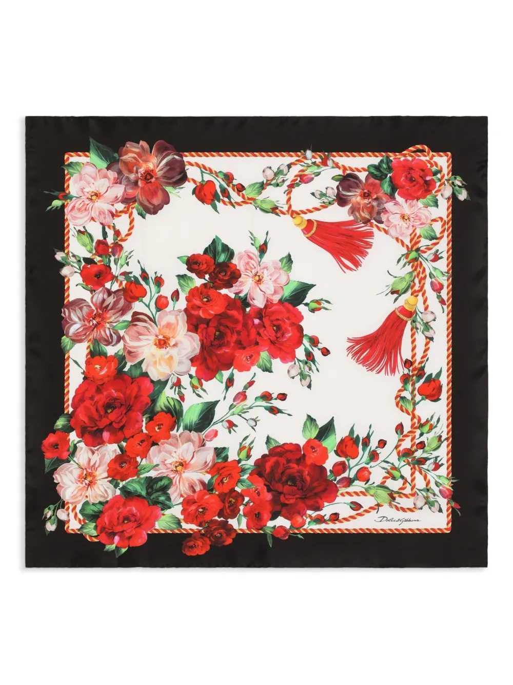 Dolce & Gabbana ローズプリント スカーフ - レッド Dolce & Gabbana ローズプリント スカーフ - レッド