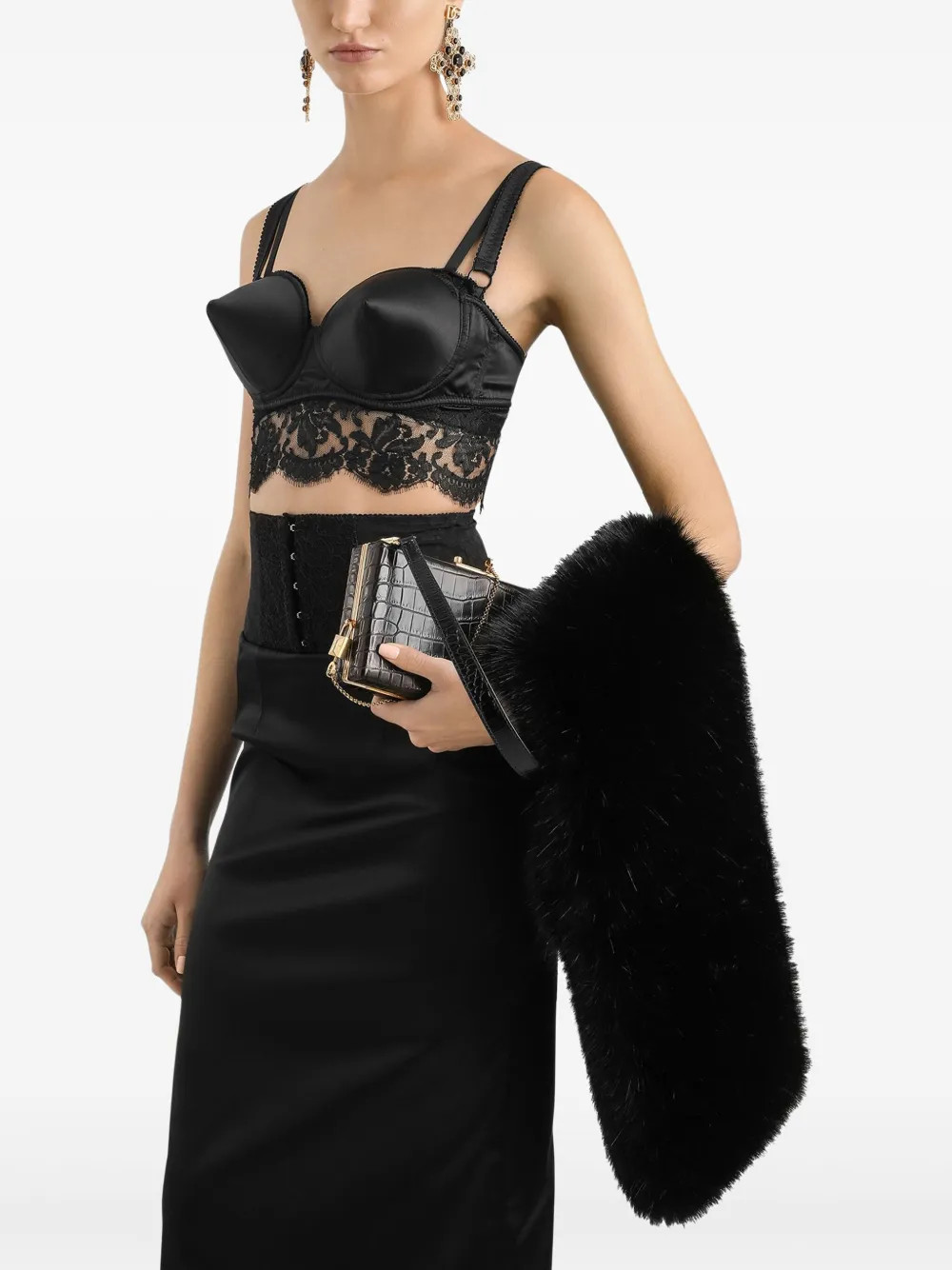 Dolce & Gabbana Sjaal van imitatiebonr Zwart